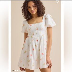 Altar d’State White Cotton and Rayon Mini Dress white orange size Small New